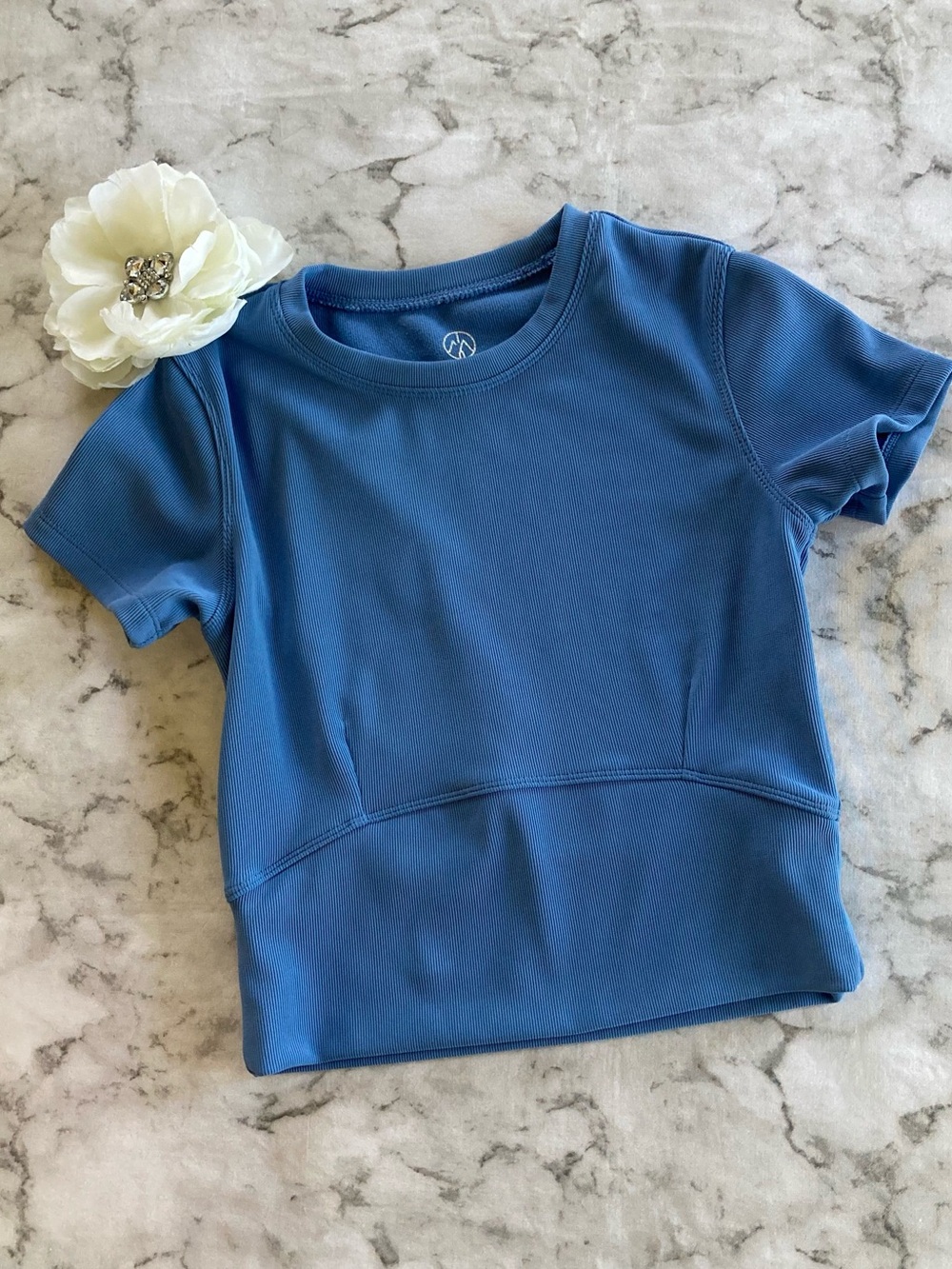 Ribbed short sleeve athletic crop top